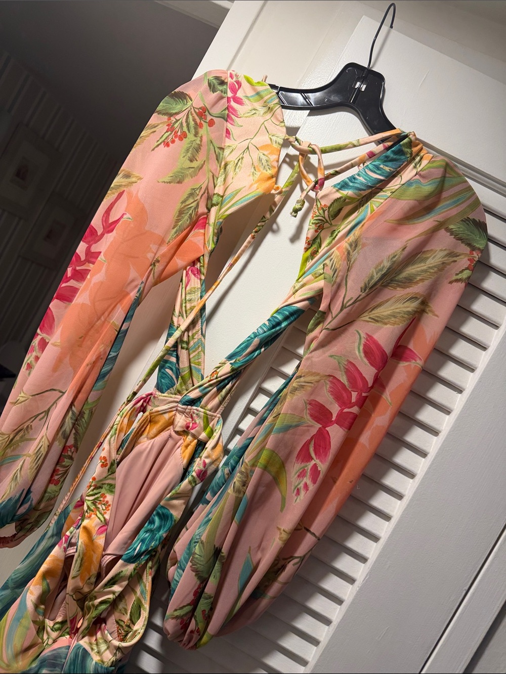 PatBO Pink Palm-Print Open-Back Maxi Dress - Picture 4 of 5